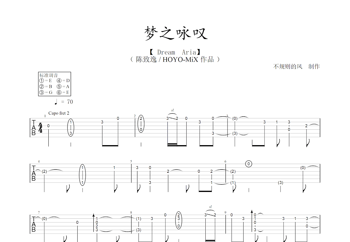 梦之咏叹吉他谱预览图