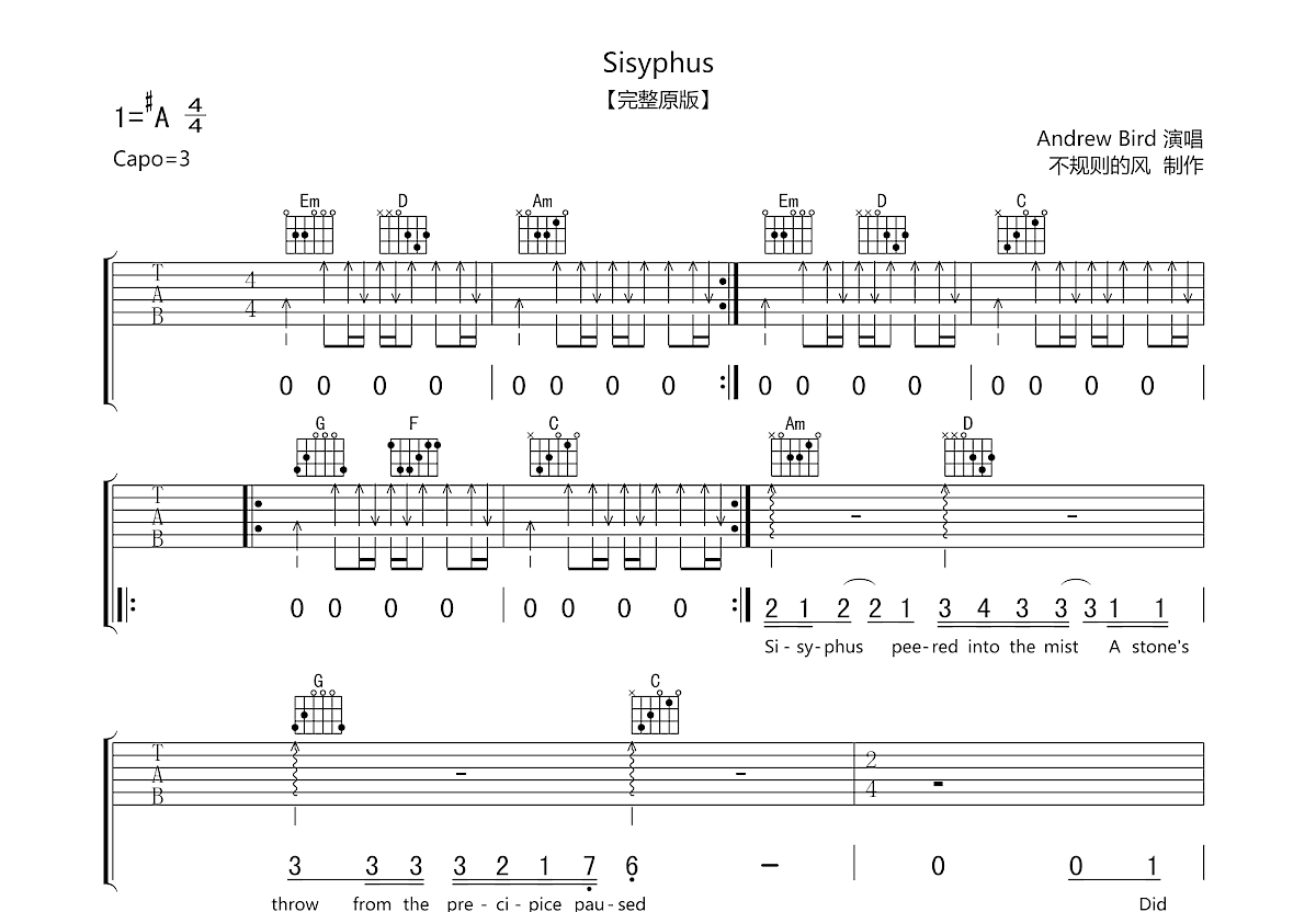 Sisyphus吉他谱预览图