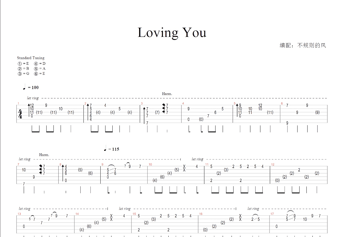 Loving You吉他谱预览图