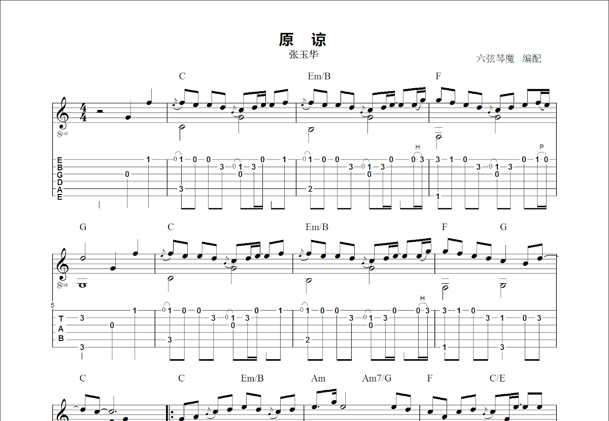 原谅吉他谱预览图