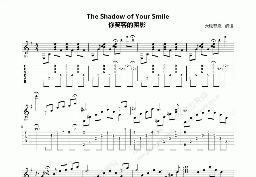 The Shadow of Your Smile吉他谱预览图