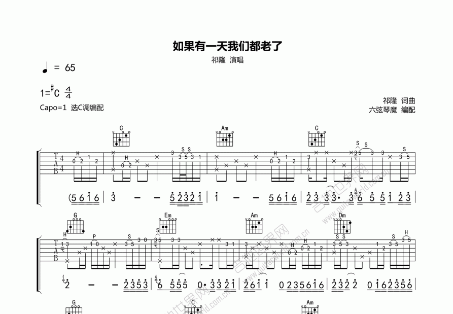 如果有一天我们都老了吉他谱预览图