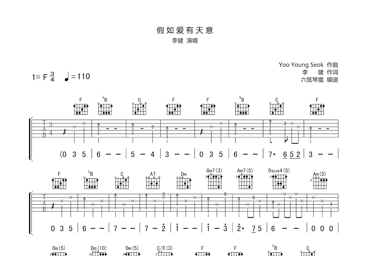 假如爱有天意吉他谱预览图