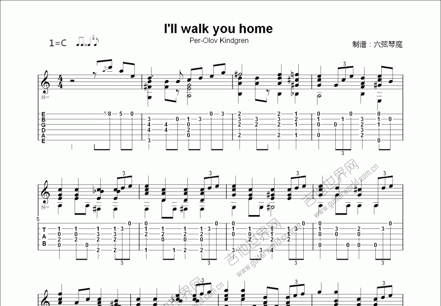 I will walk you home吉他谱预览图