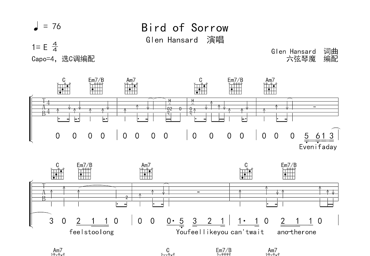 Bird of Sorrow吉他谱预览图