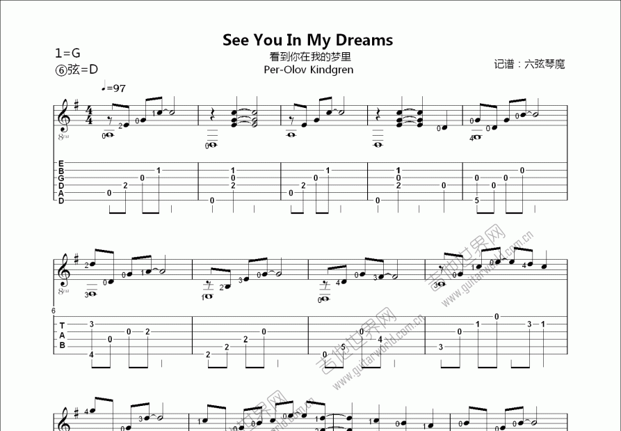 看到你在我的梦里（See You In My Dreams）吉他谱预览图