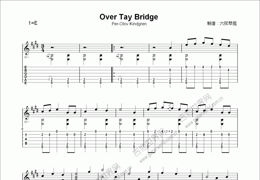 Over Tay Bridge吉他谱预览图