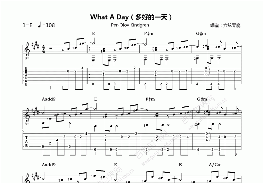 多好的一天（What A Day）吉他谱预览图