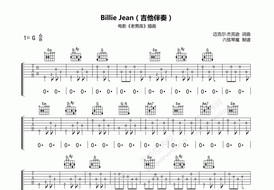 Billie Jean吉他谱预览图