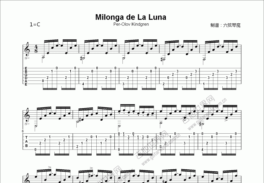 Milonga de La Luna吉他谱预览图