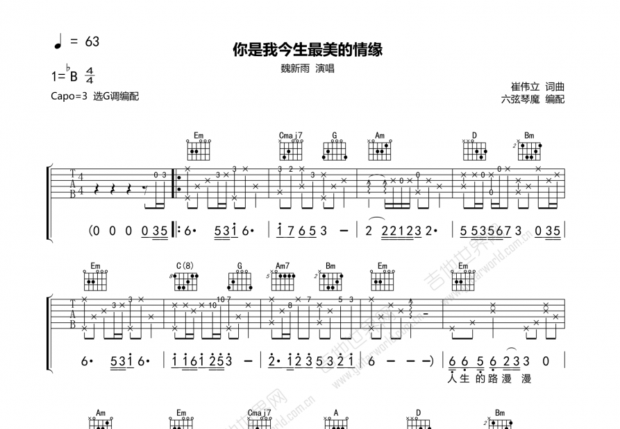 你是我今生最美的情缘吉他谱预览图