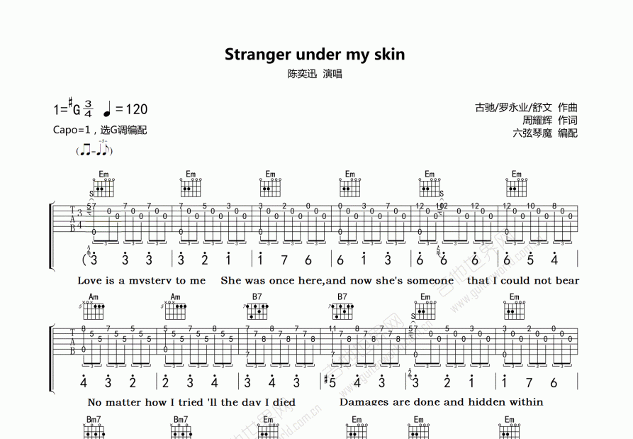 Stranger under my skin吉他谱预览图