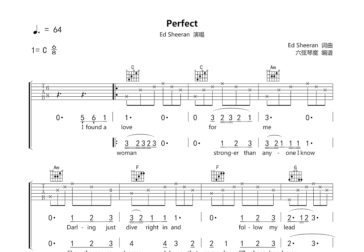 Perfect吉他谱预览图