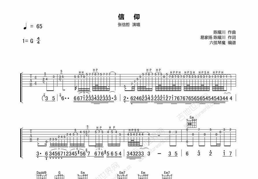 信仰吉他谱预览图