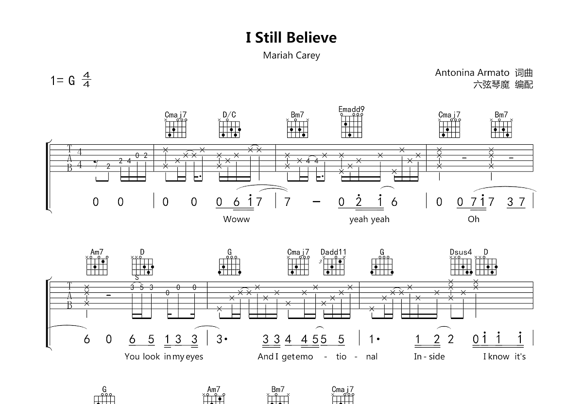 I still believe吉他谱预览图