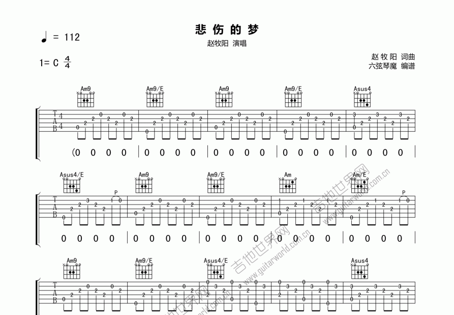 悲伤的梦吉他谱预览图