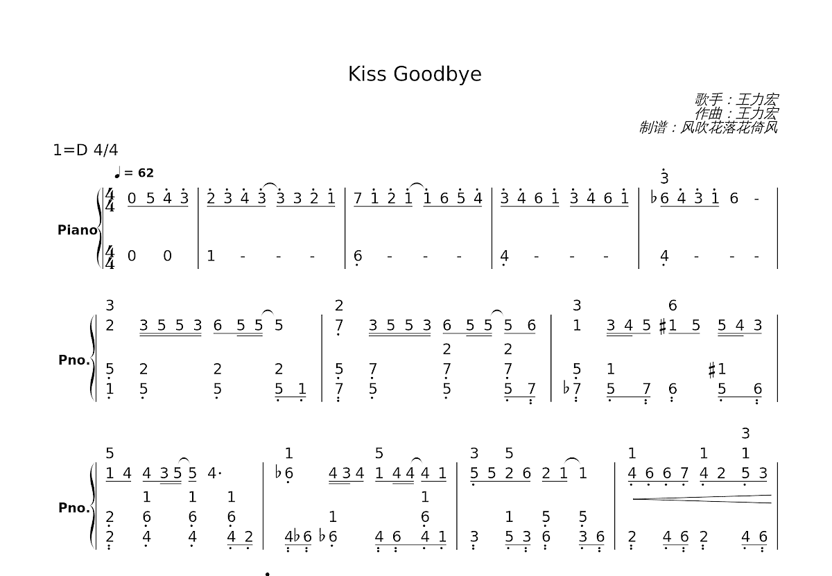 Kiss Goodbye简谱预览图