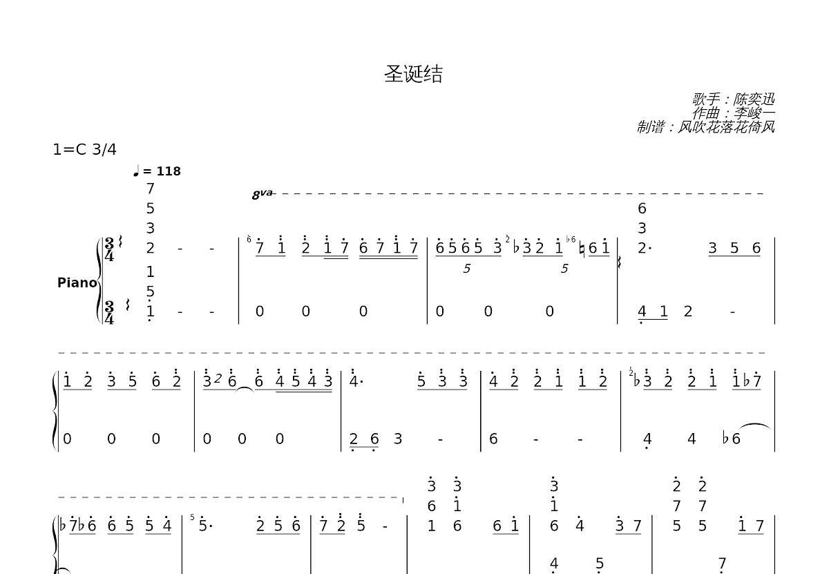 圣诞结简谱预览图