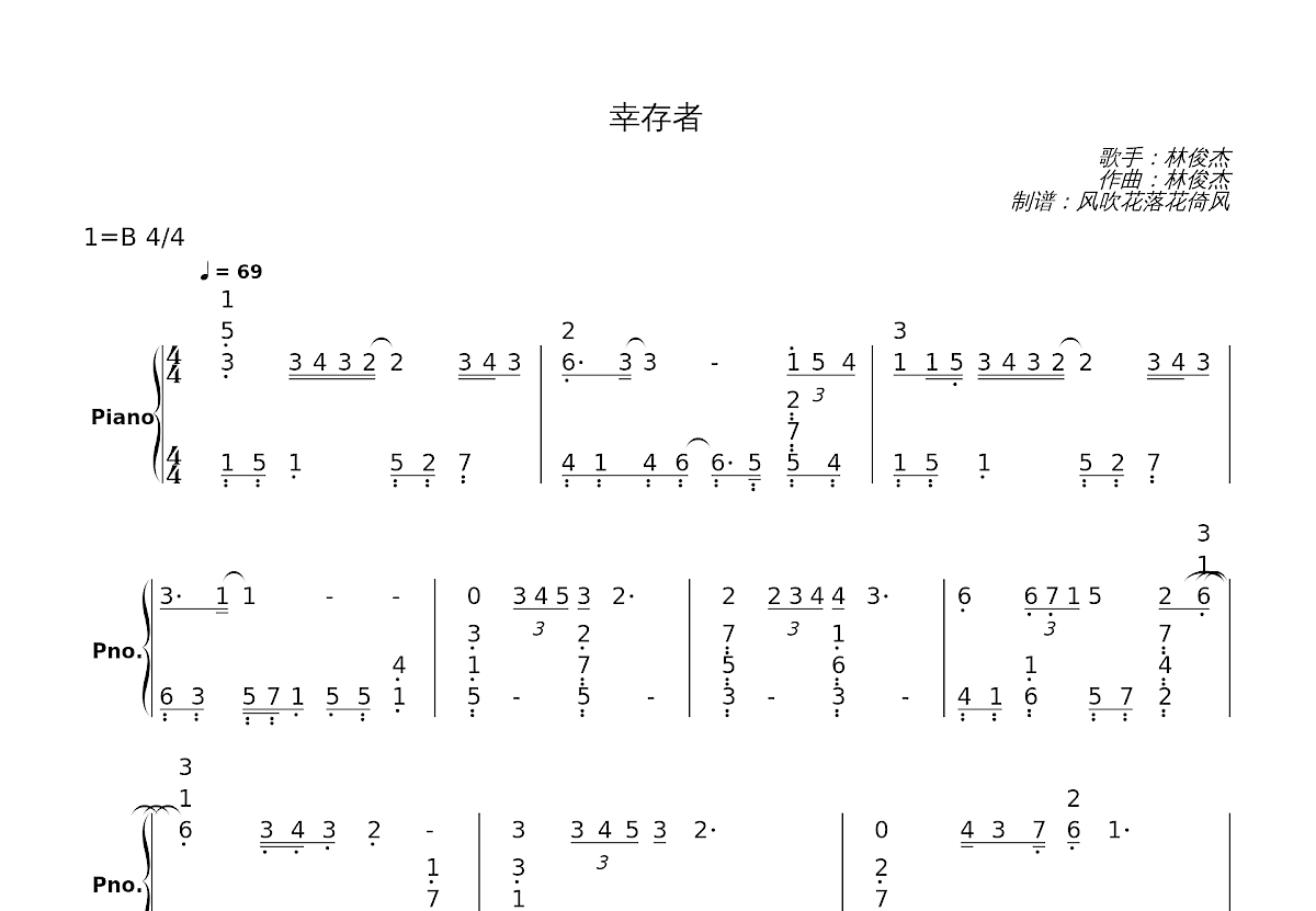 幸存者简谱预览图