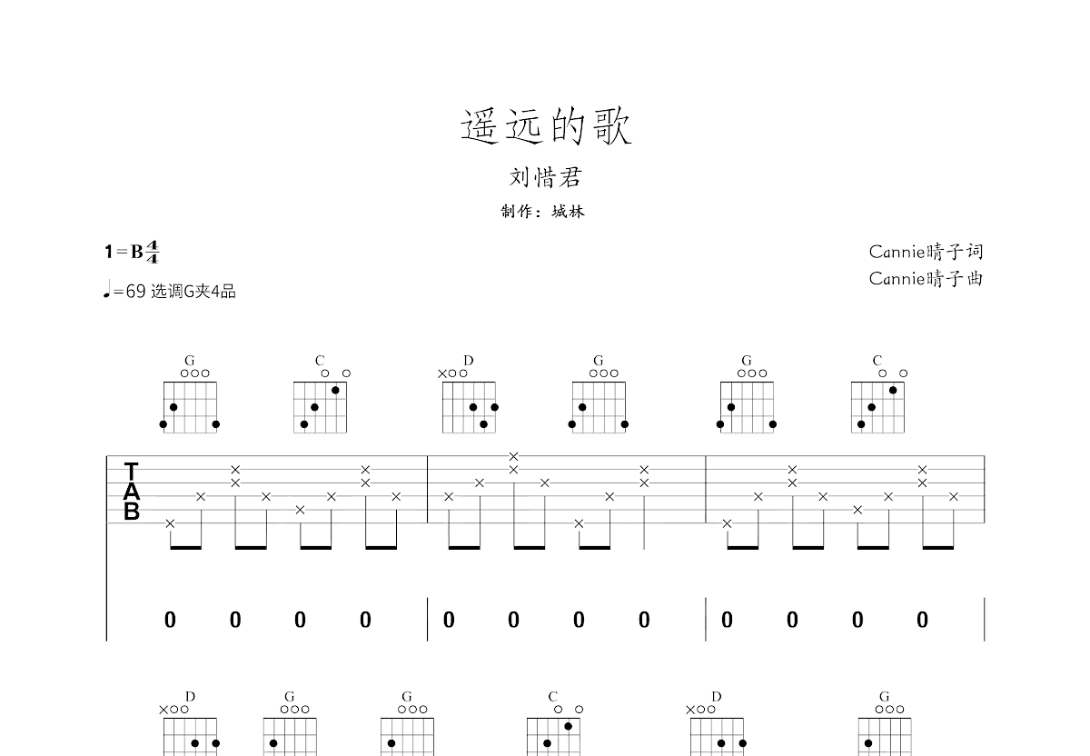 遥远的歌吉他谱预览图