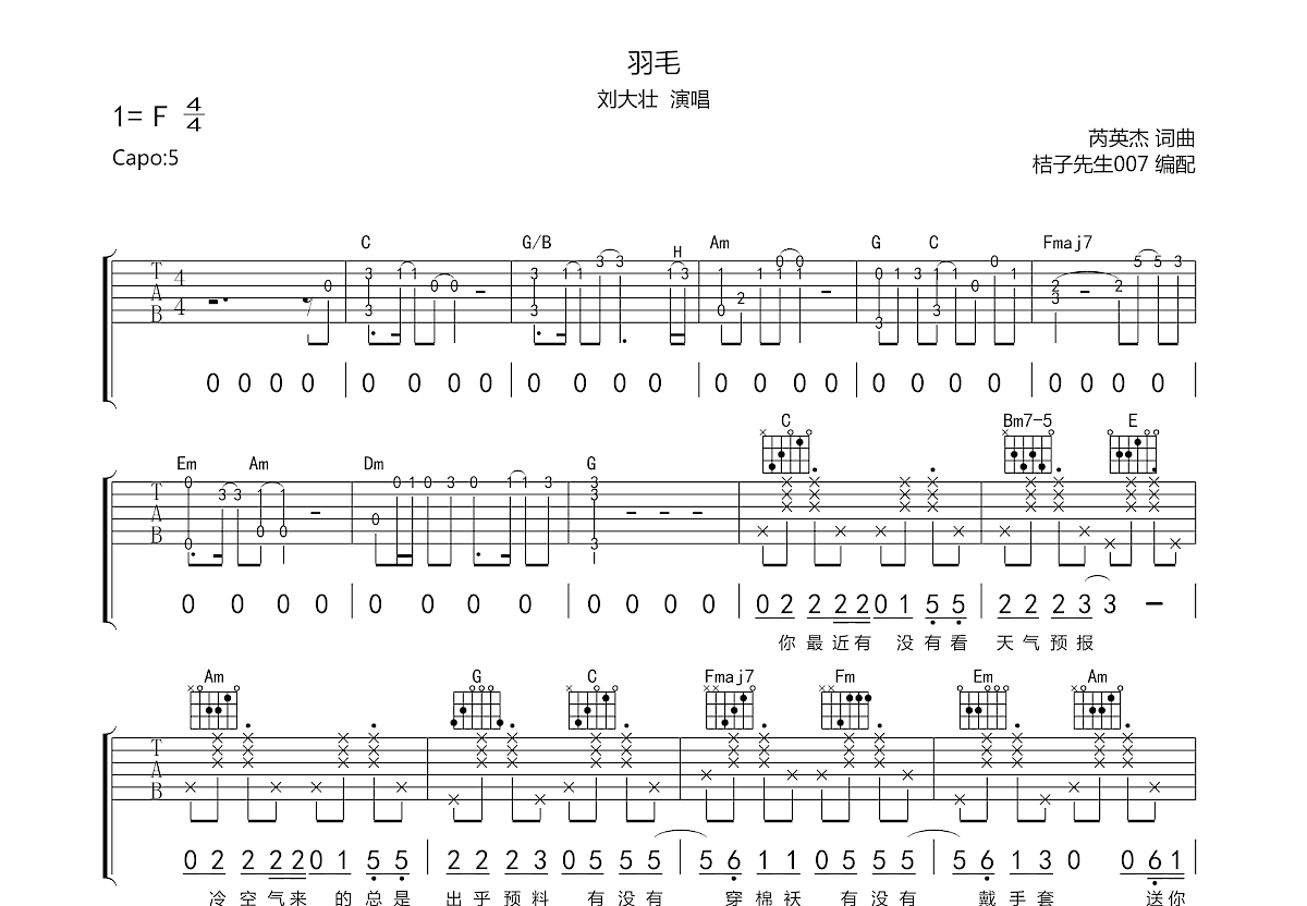 羽毛吉他谱预览图