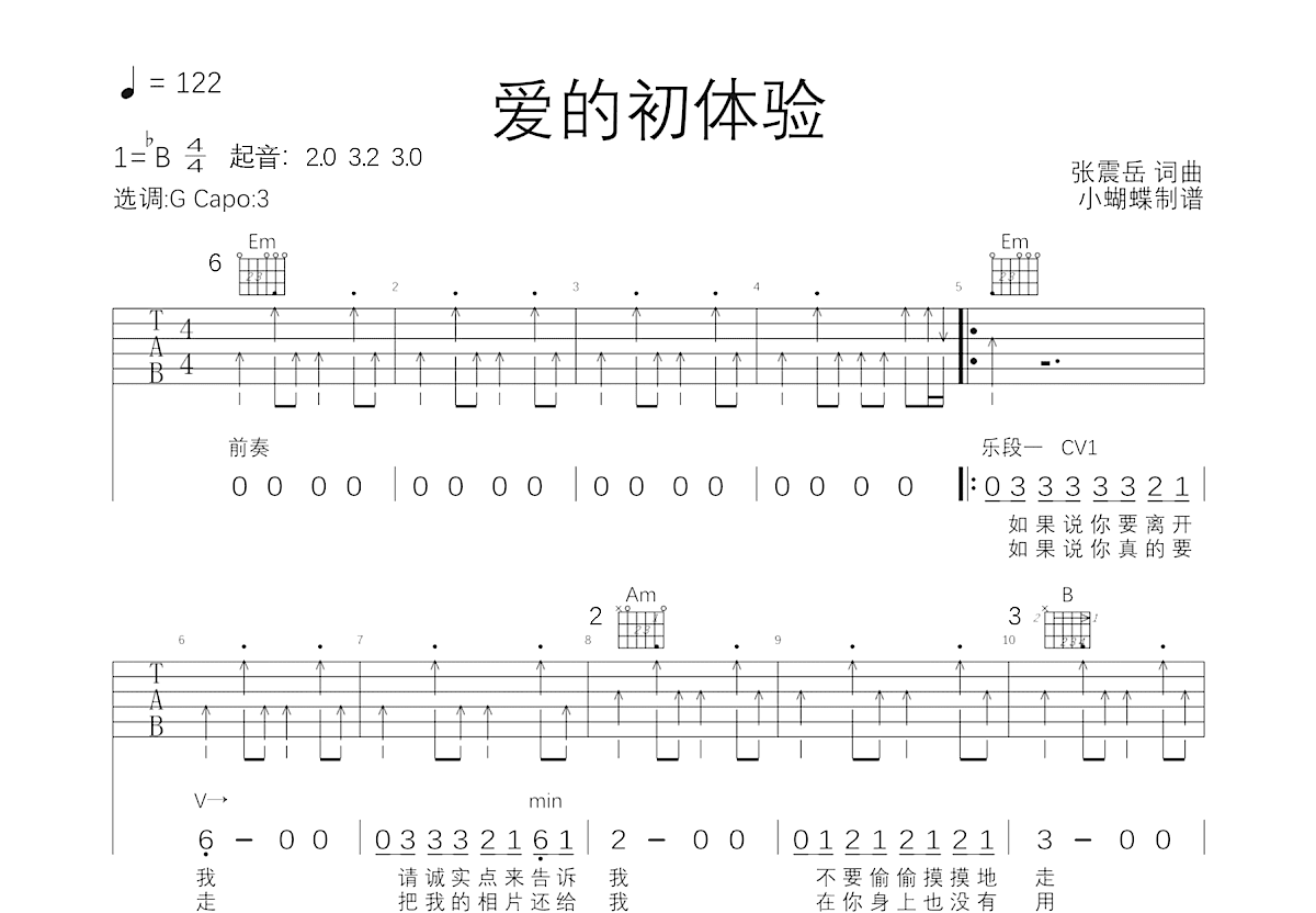 爱的初体验吉他谱预览图