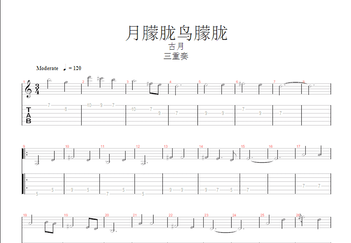 月朦胧鸟朦胧吉他谱预览图