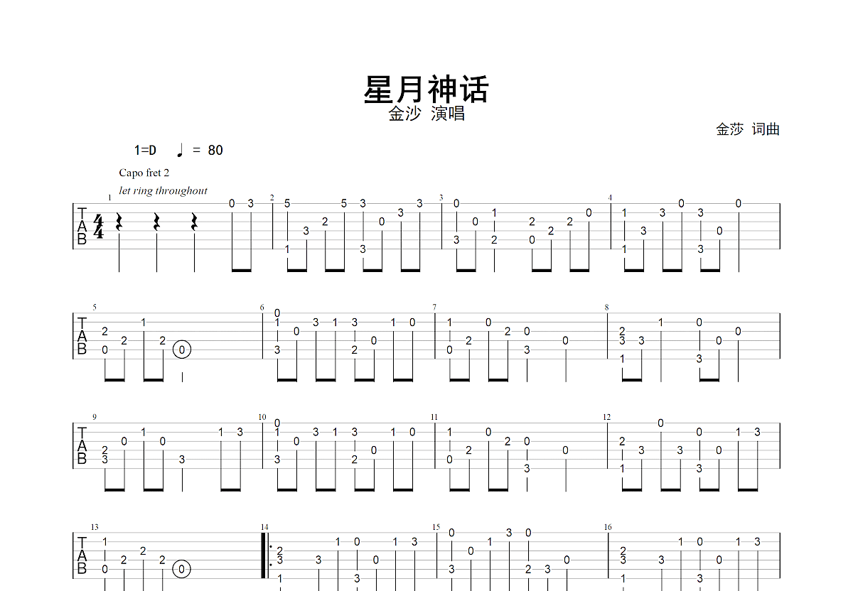 星月神话吉他谱预览图