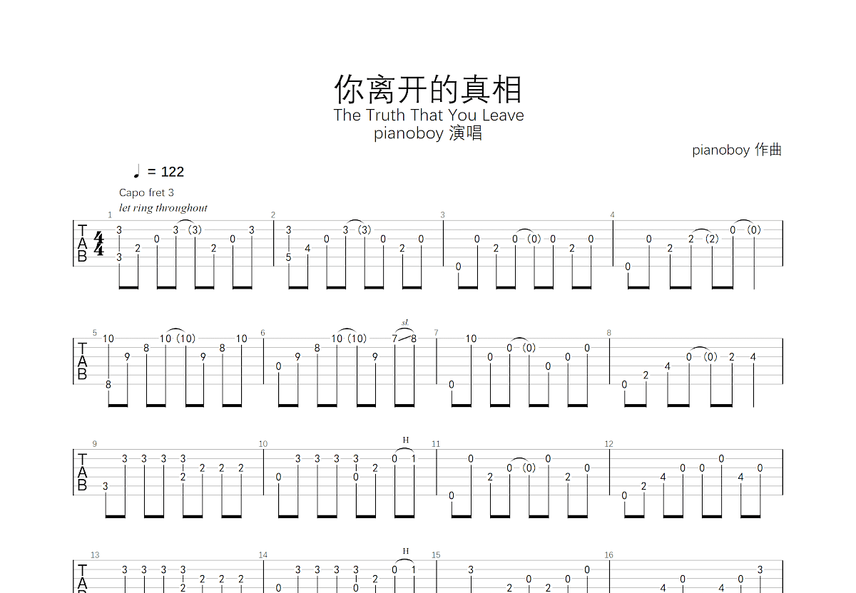 你离开的真相吉他谱预览图