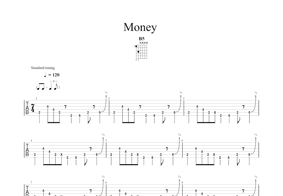 Money吉他谱预览图