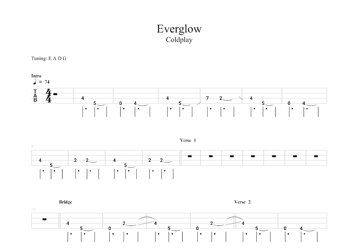 Everglow吉他谱预览图