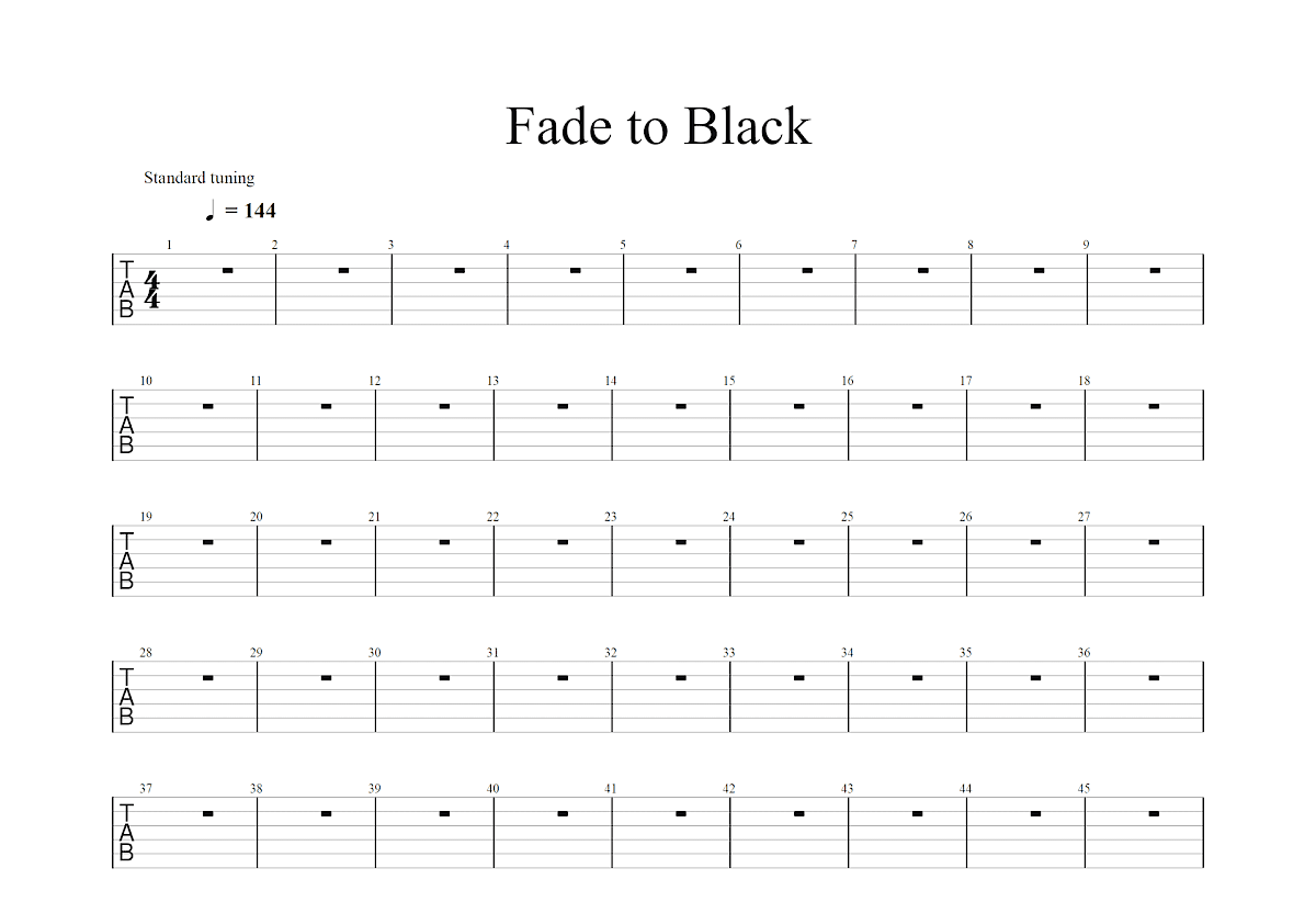 Fade to Black吉他谱预览图