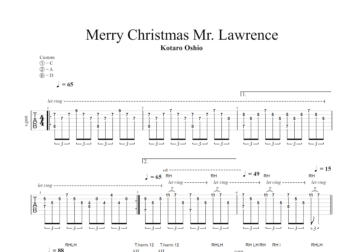 Merry Christmas Mr. Lawrence吉他谱预览图