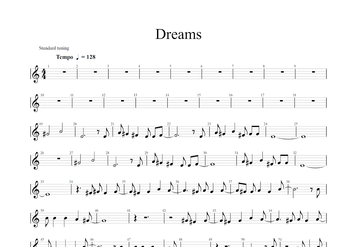 Dreams吉他谱预览图