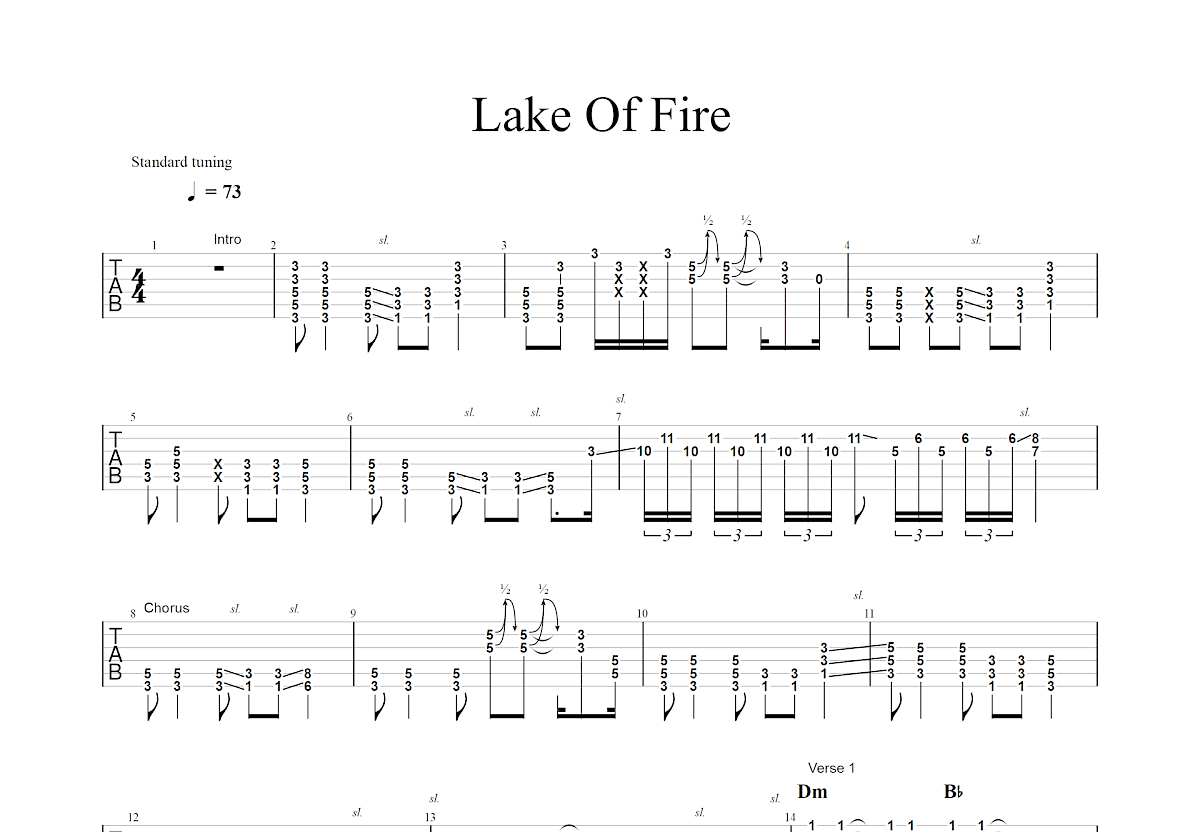 Lake Of Fire吉他谱预览图