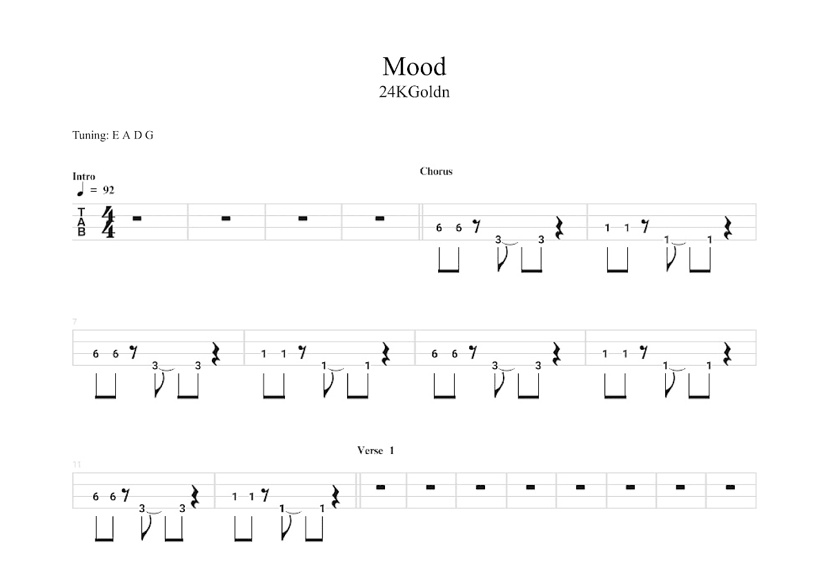 Mood吉他谱预览图