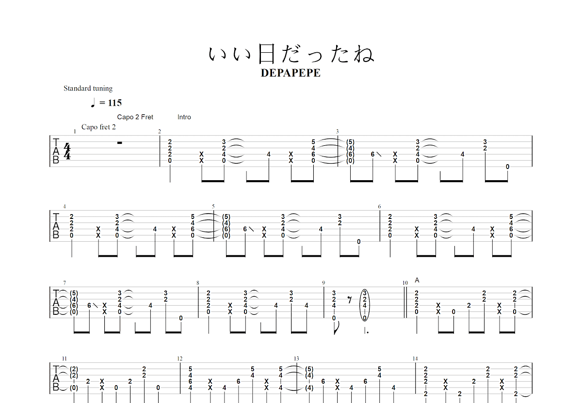 いい日だったね吉他谱预览图