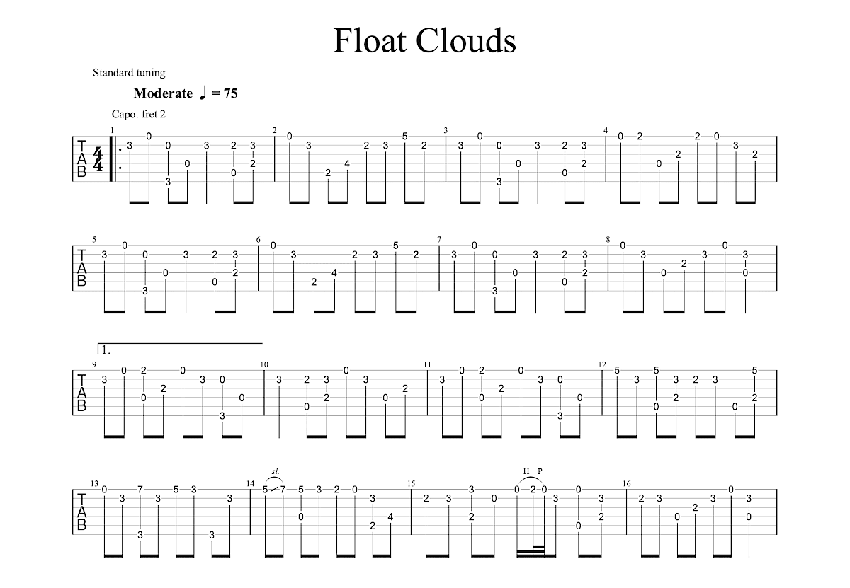 Float Clouds吉他谱预览图