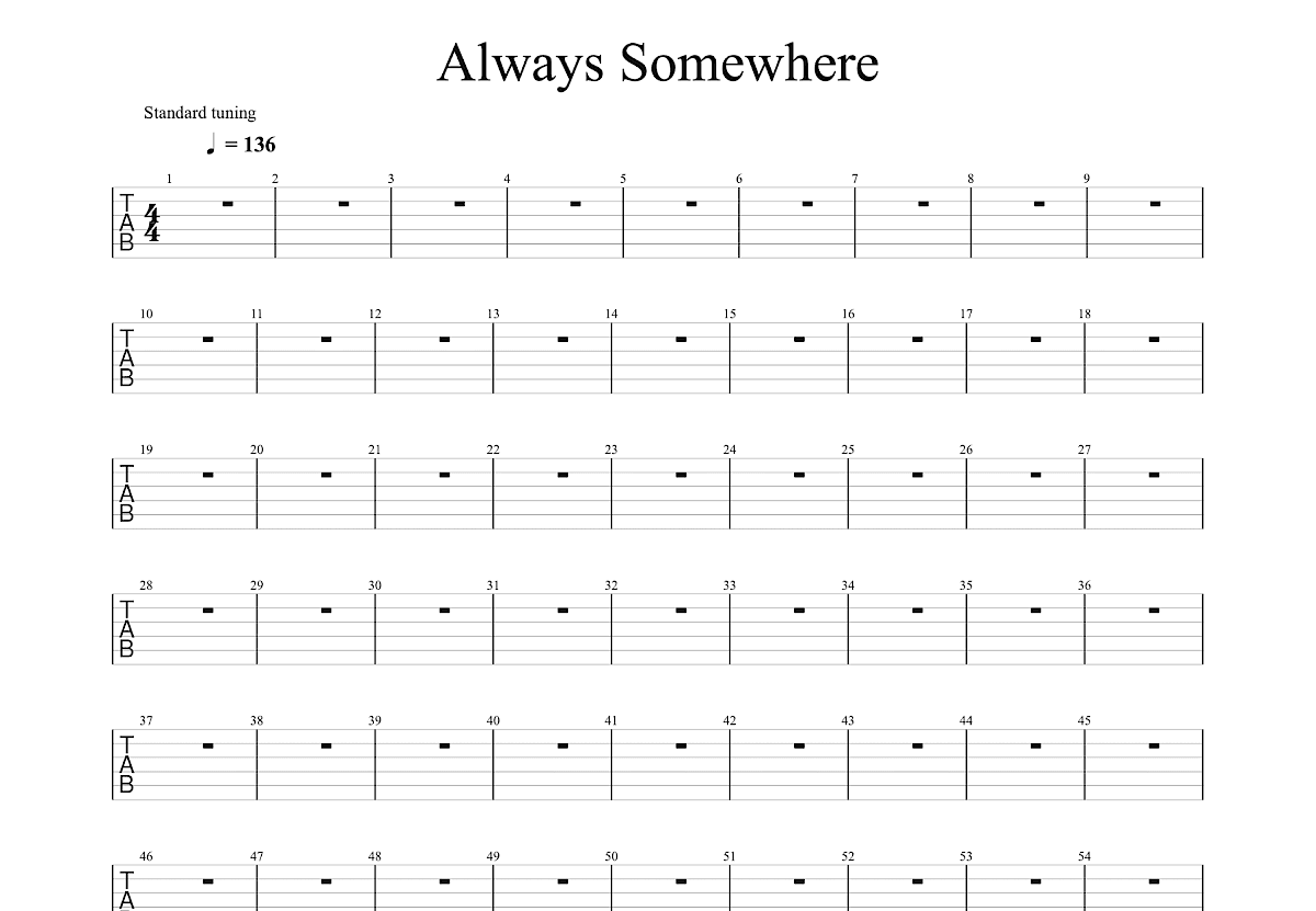 Always Somewhere吉他谱预览图