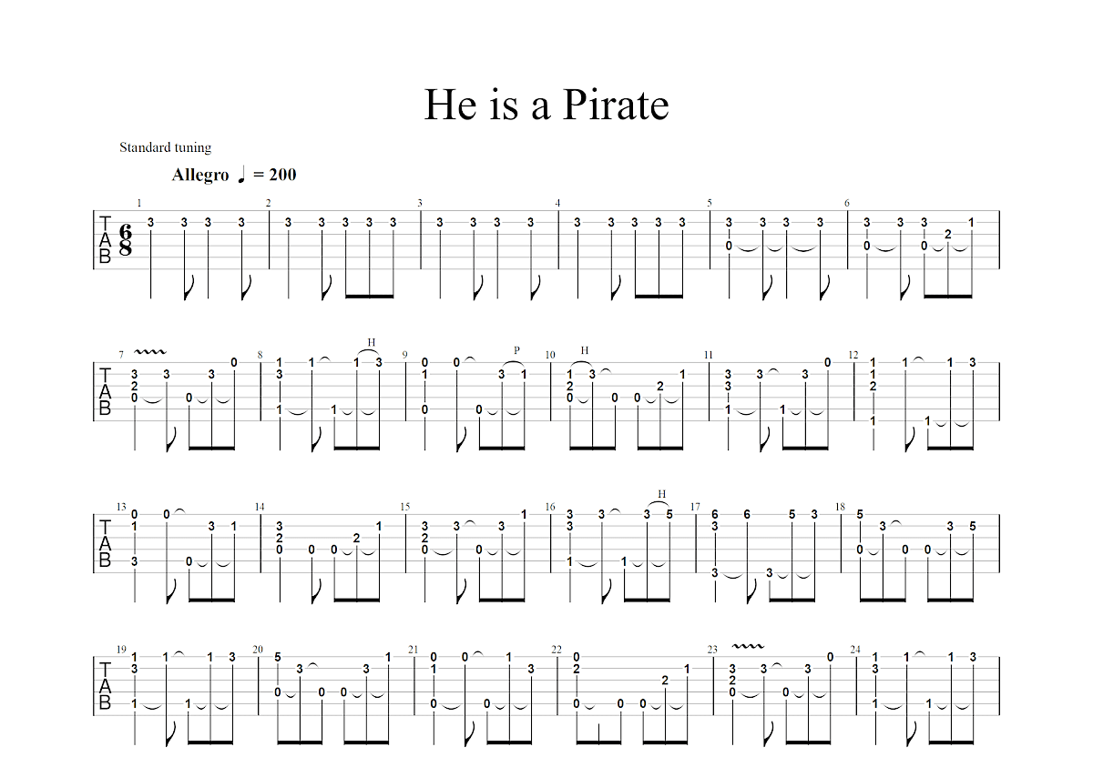 He is a Pirate吉他谱预览图