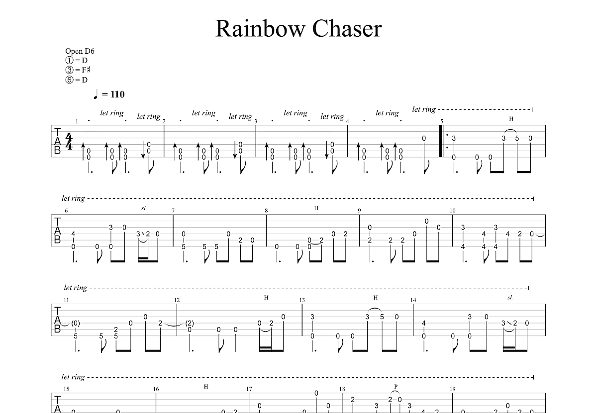 Rainbow Chaser吉他谱预览图