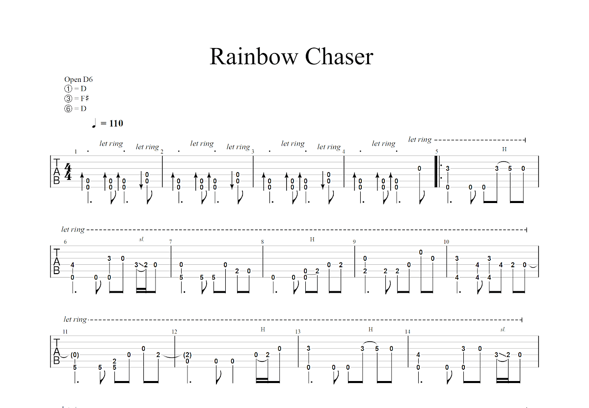 Rainbow Chaser吉他谱预览图