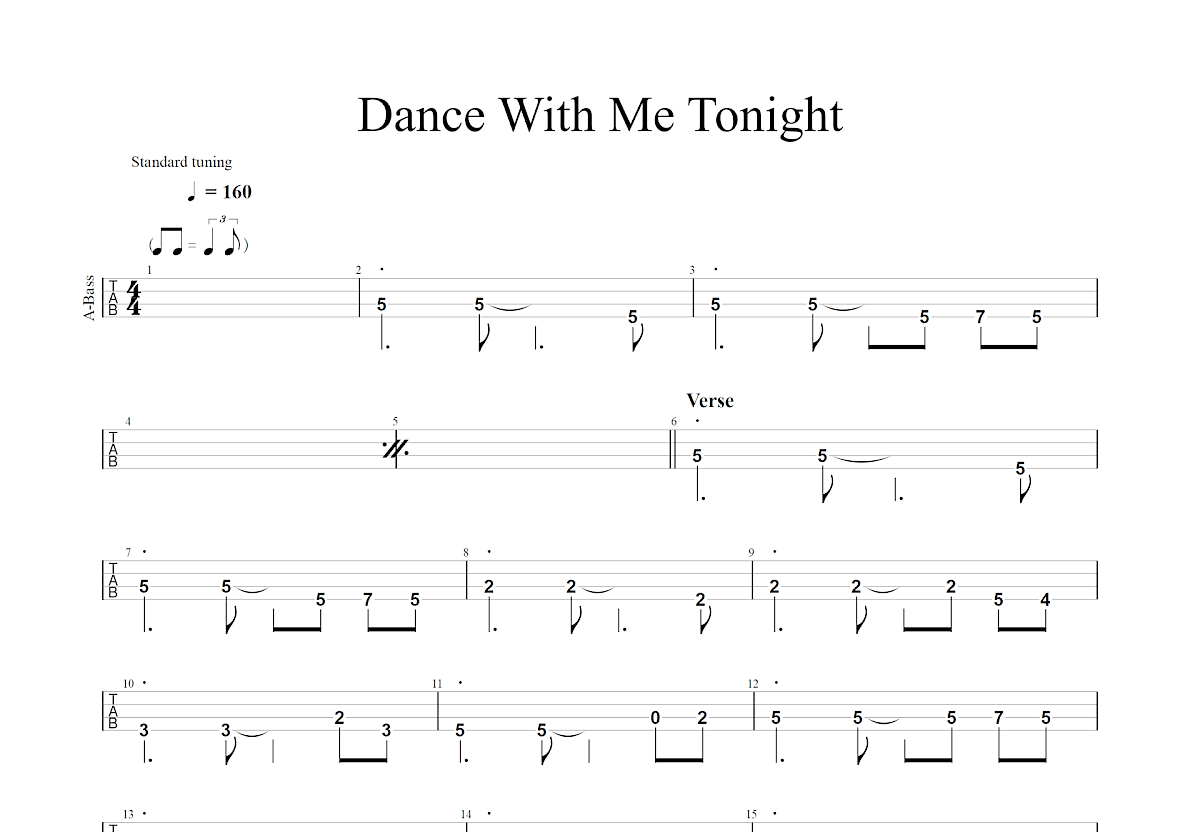 Dance With Me Tonight吉他谱预览图