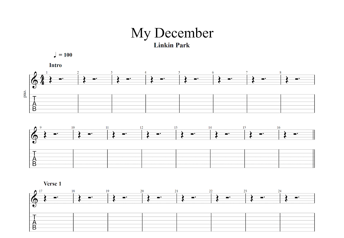 My December吉他谱预览图