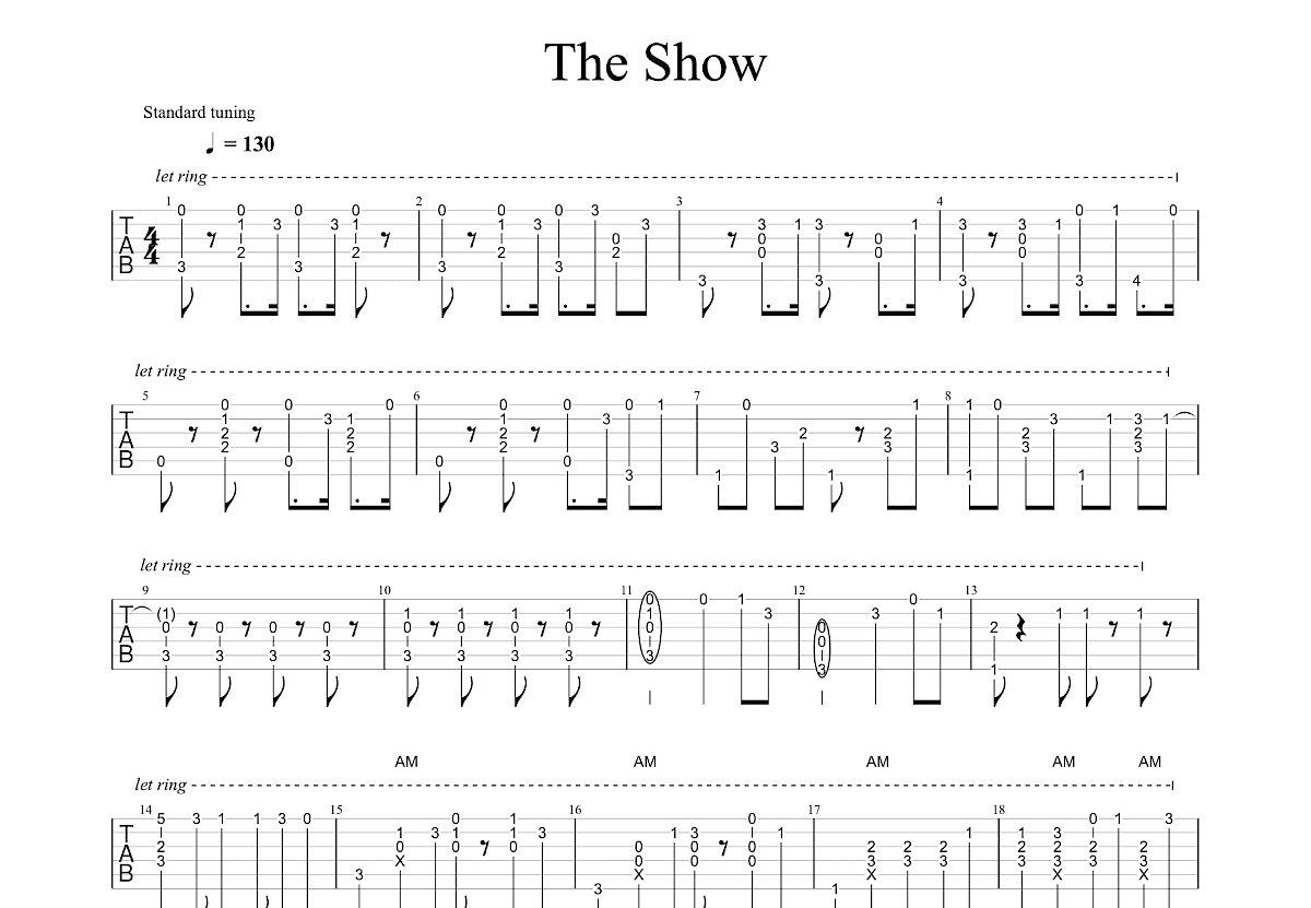 The Show吉他谱预览图