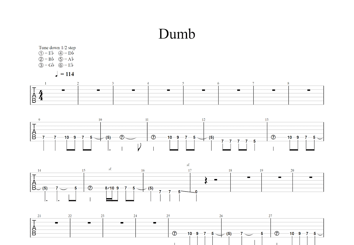 Dumb吉他谱预览图