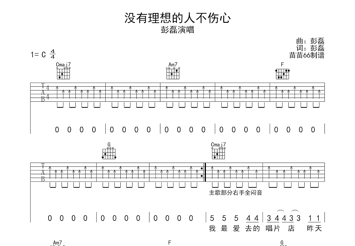 没有理想的人不伤心吉他谱预览图