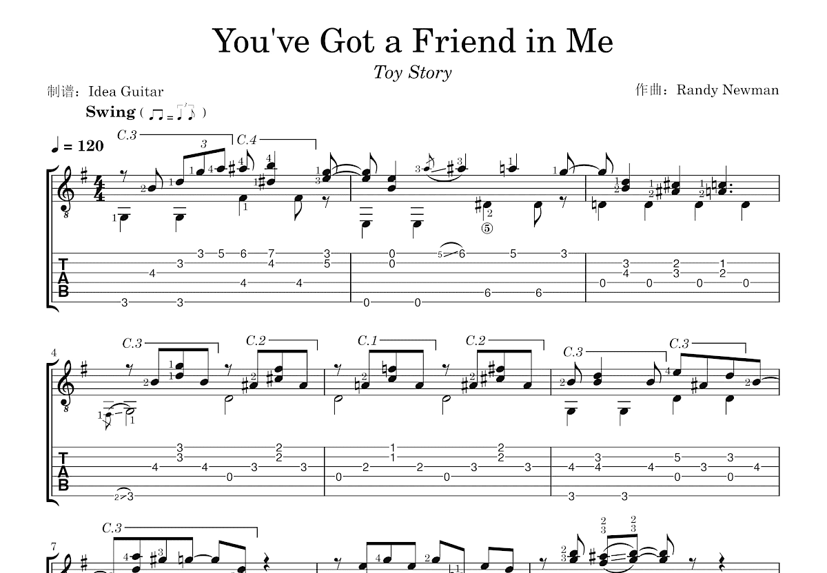 You've Got a Friend in Me吉他谱预览图