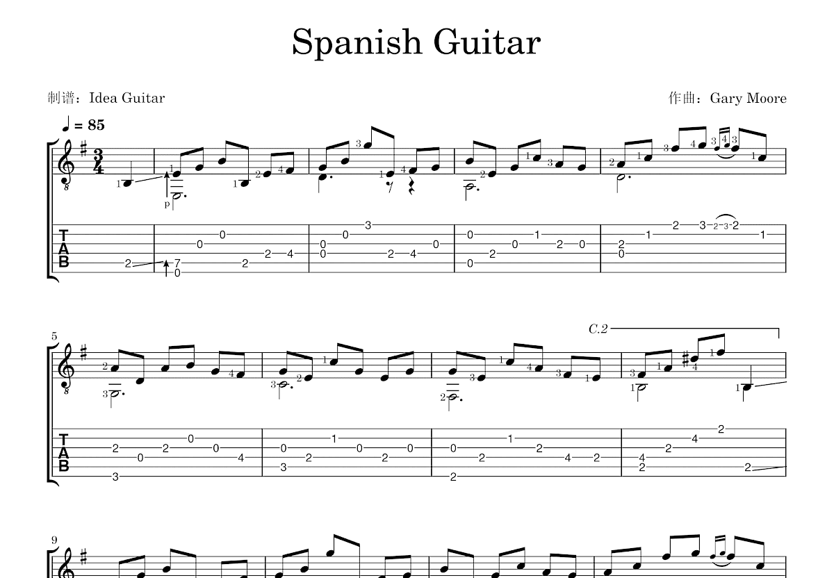 Spanish Guitar吉他谱预览图