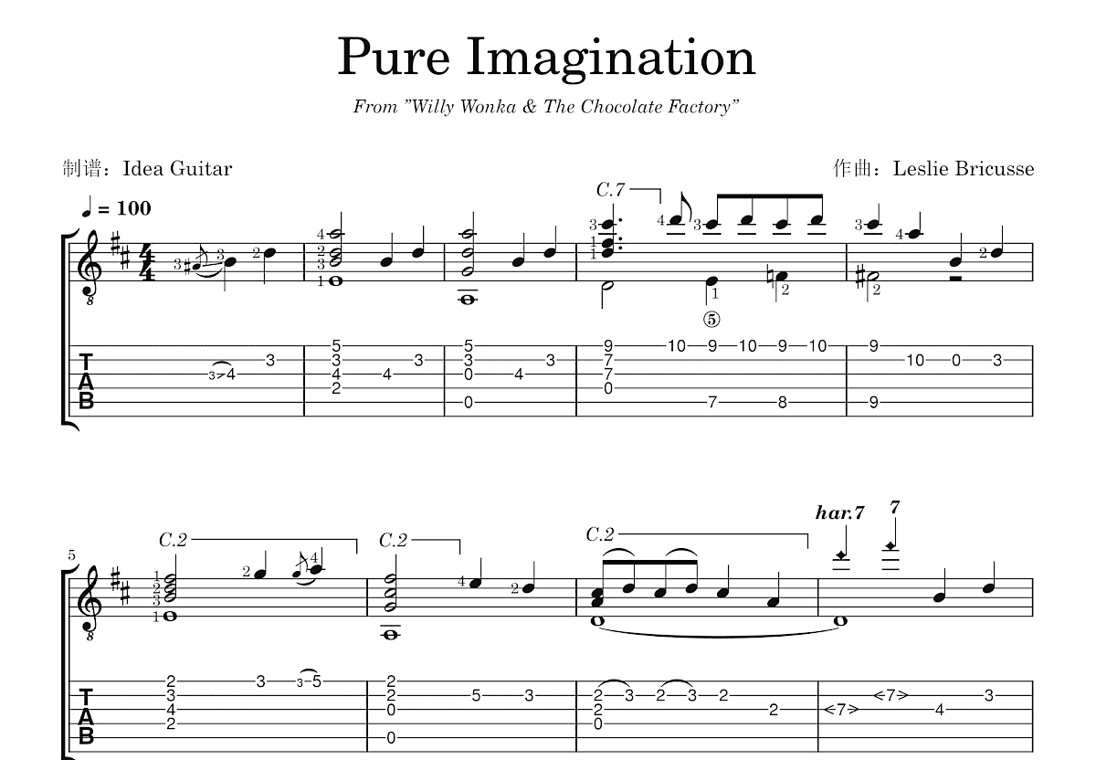 Pure Imagination吉他谱预览图